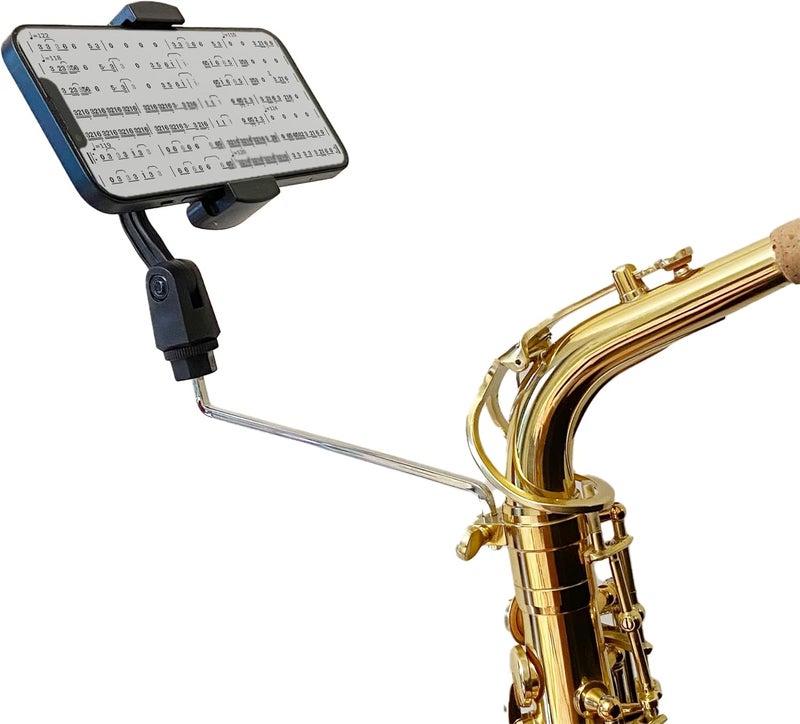 Smallan Phone Holder for Sax Lyre,Alto Saxophone Lyre Accessories Mount Your Phone to Sax,Sax Music Clip Reading Music from Electronic Ultralight Copper Black(Saxophone Lyre) - Image 1